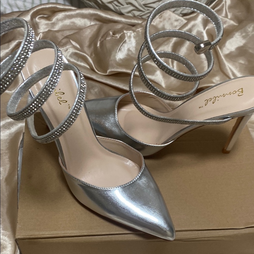 Silver Strappy Heels